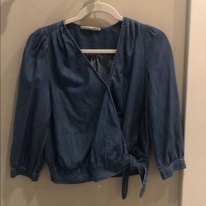 Denim cross top